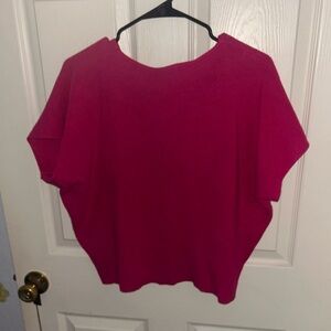 Cyrus Magenta Knit Short Sleeve Top | Minimalist Soft Boxy Sweater Size M